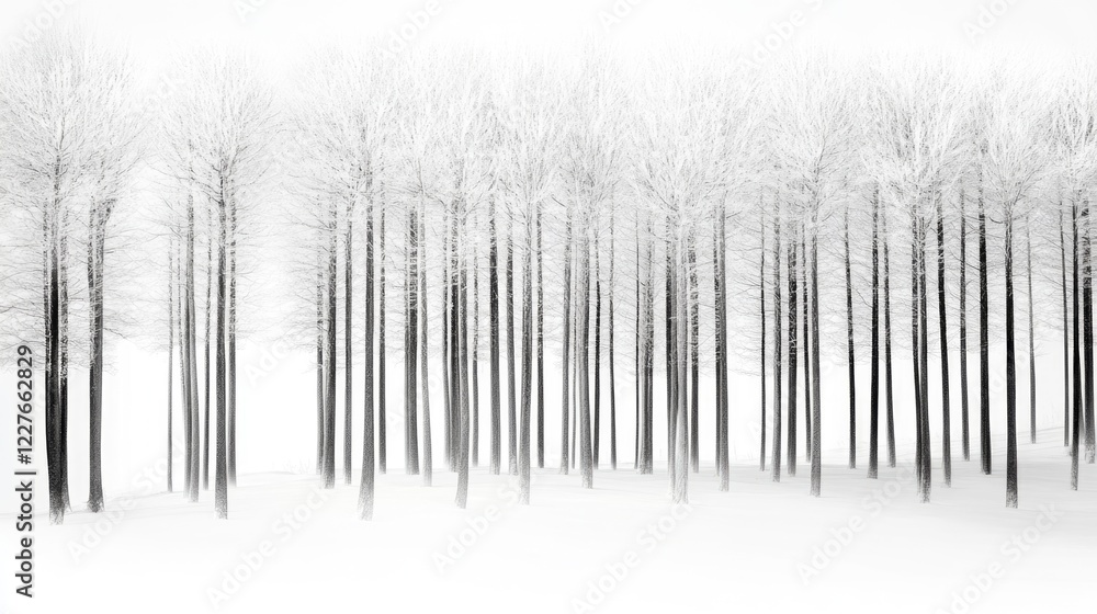 Poster serene winter forest landscape with snow-covered trees creating an ideal backdrop featuring ample em