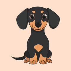 Fototapeta premium Cartoon dachshund dog vector illustration 