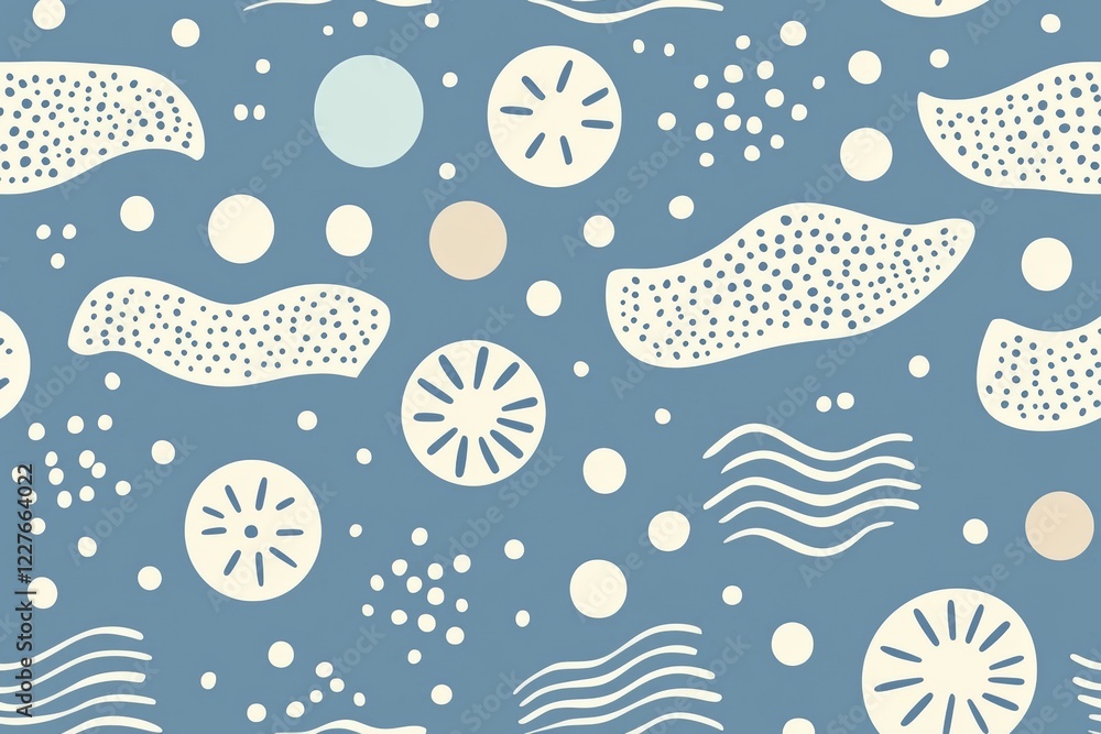 Aufkleber use for design ocean wave background pattern in blue seamless tiles