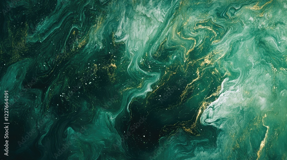Poster elegant natural green marble texture with fluid patterns and golden accents suitable for background 