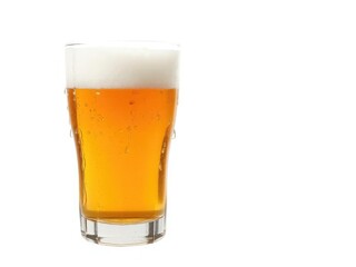 Glass of beer with condensation dripping down the sides, isolated on a white background, brewery, cold, glass