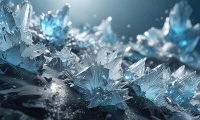 Obraz premium Glacial background with floating ice crystals and subtle air bubbles , wintry mood, frosty colors