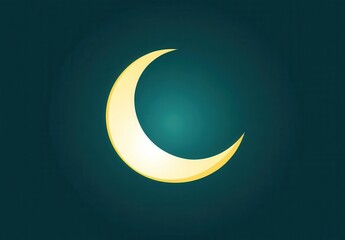An elegant Ramadan moon illustration with subtle lighting and a soft glow, set against the deep teal background of the night sky.