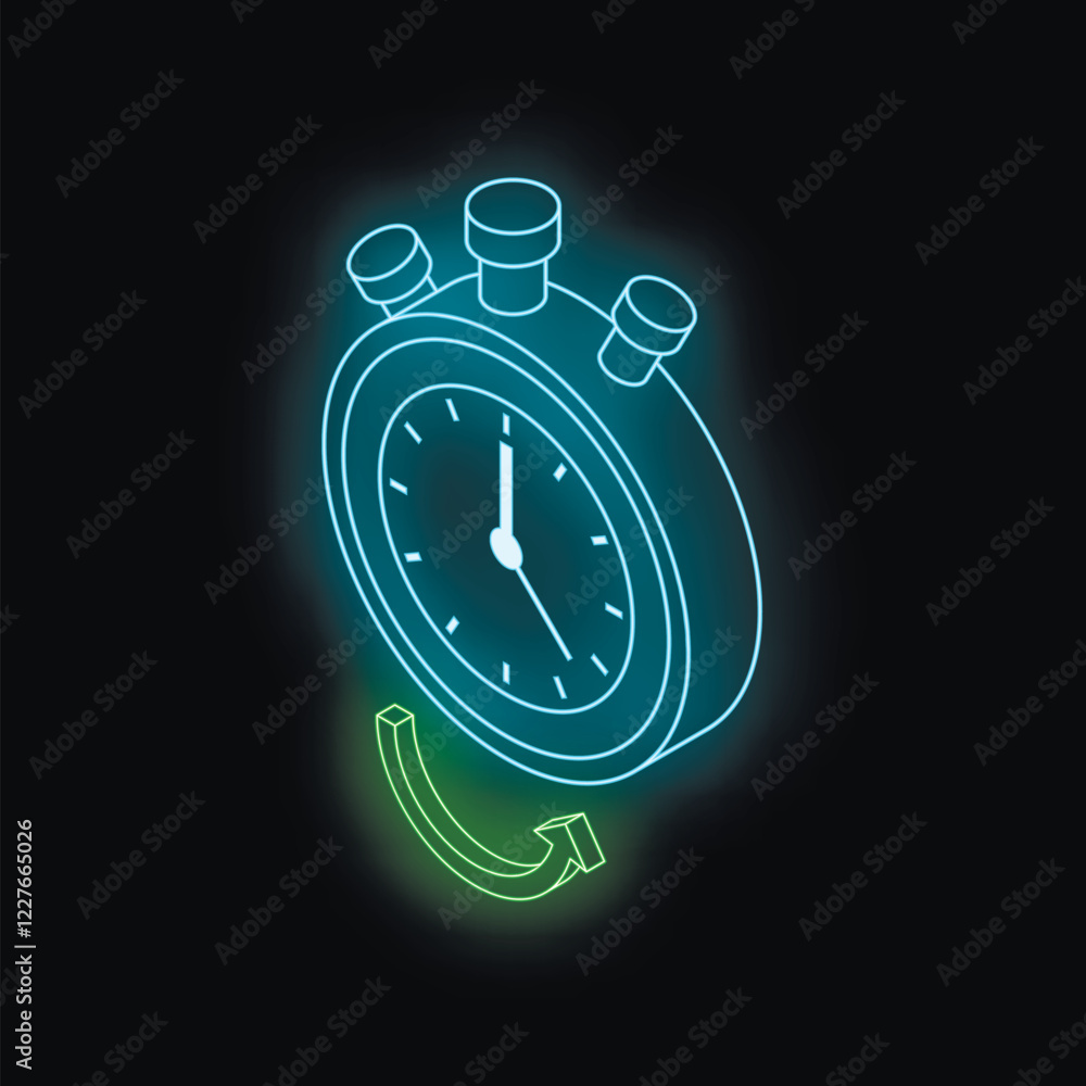 Poster stopwatch with restarting time chronometer showing countdown or resetting time concept