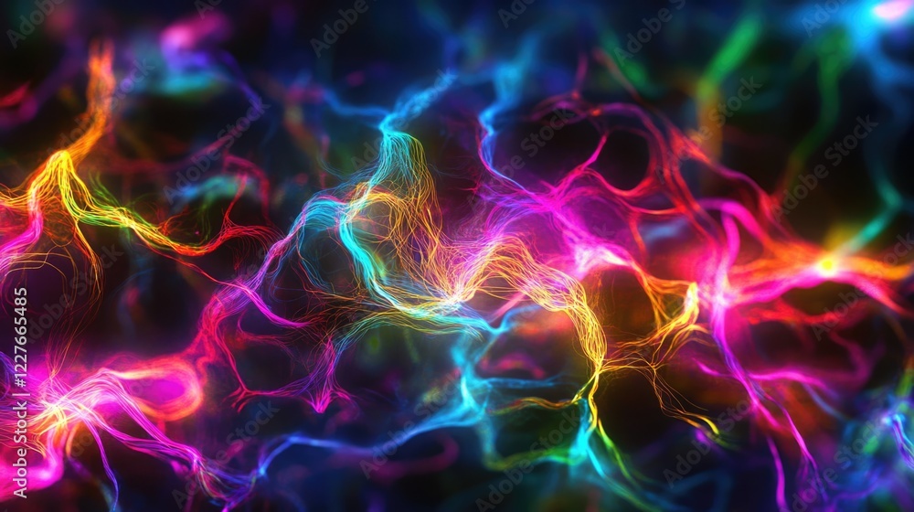Poster abstract colorful neural connections illustrating cognitive enhancement and memory improvement with 