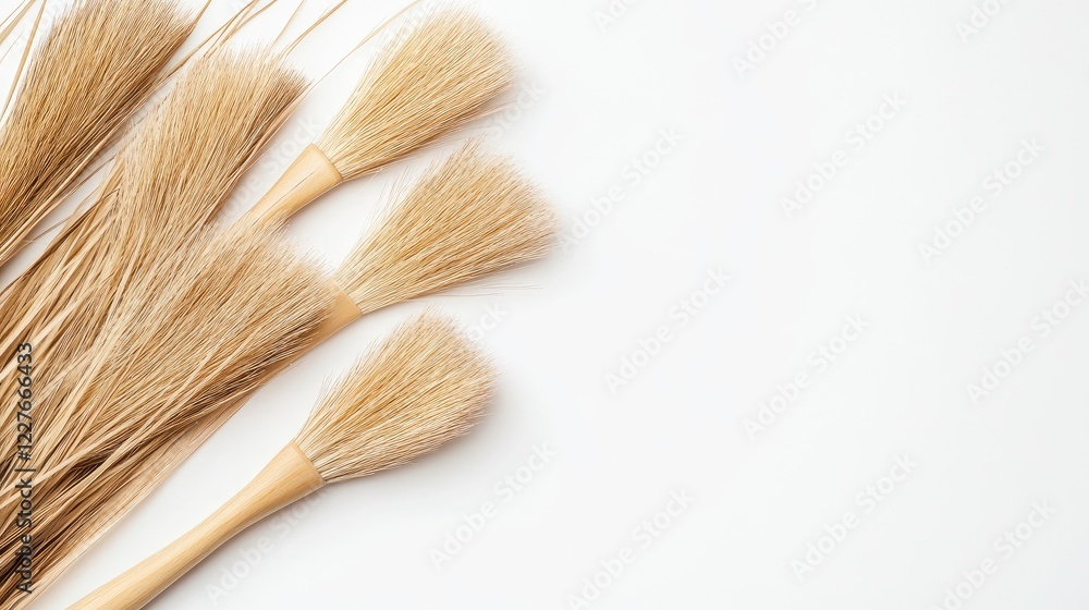 Aufkleber natural fiber brushes on light background ideal for art and craft projects with copy space for text 