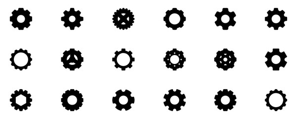 Gears collection. Gear settings icons. Set of black gear wheels. Gear icon vector set. clockwork illustration sign collection. Mechanics symbol. EPS 10