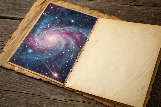 Retro galaxy pattern on textured vintage paper, retro, galaxy, illustration