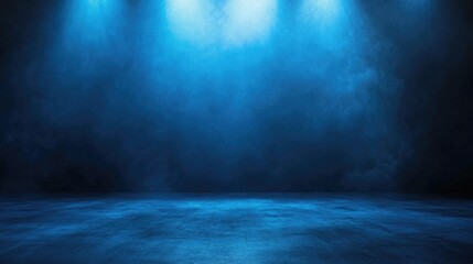 Mystical Blue Foggy Background with Dramatic Lighting and Soft Shadows for Performances or Creative Projects