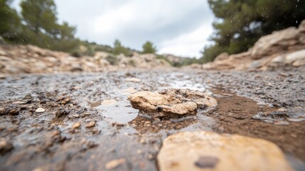 Rainy Day Reflections A Serene Landscape Nature Scene Outdoor Environment Low Angle View Calmness and Beauty