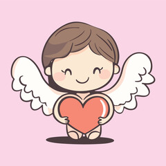 Cute cartoon angel character vector illustration 