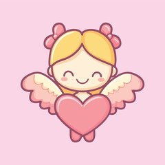 Cute cartoon angel character vector illustration 
