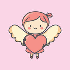 Cute cartoon angel character vector illustration 