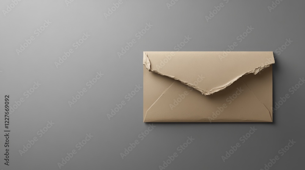 Aufkleber elegant kraft envelope mockup with torn edge on neutral background for branding and copy space templ