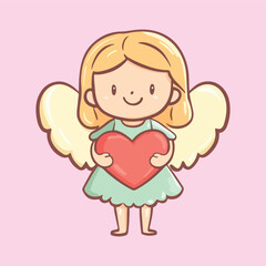 Cute cartoon angel character vector illustration 