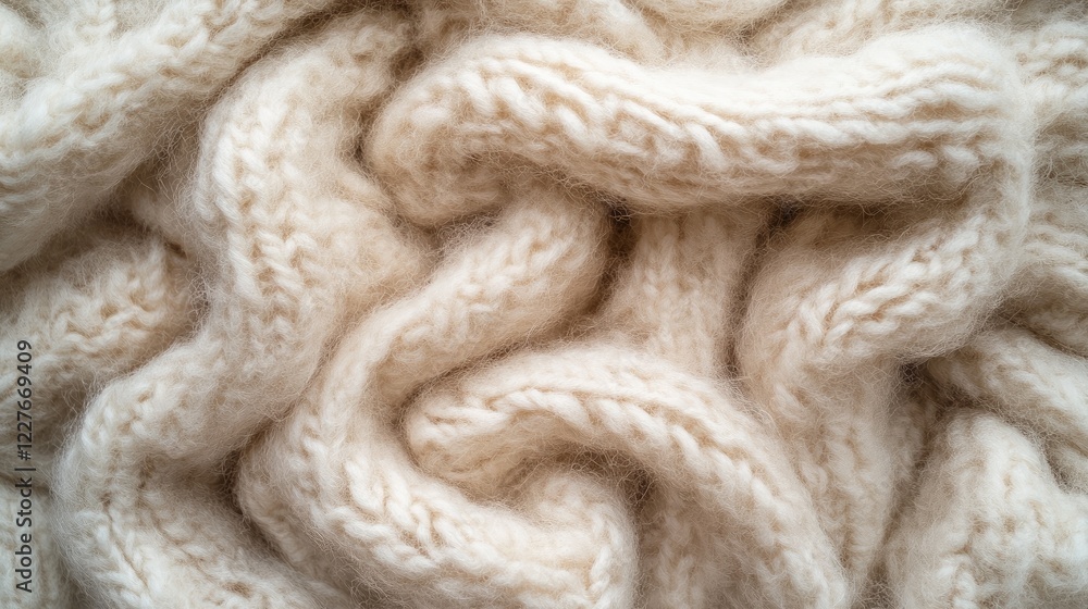 Poster cozy cream wool knitted texture background showcasing intricate patterns and soft fibers for warmth 