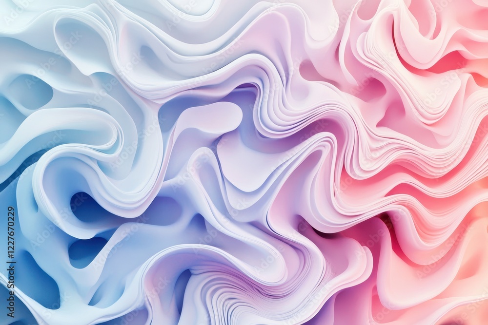 Poster abstract swirling patterns in soft pastel colors across a textured background