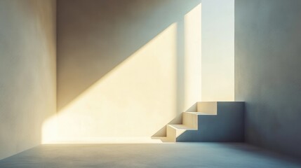 Natural Light Minimalist Interior with Soft Shadows for Product Promotion in Bright Daylit Space