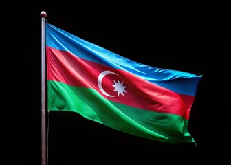 Azerbaijan Flag, Small National Flag, Black Background, Candid Photo, Patriotic Symbol