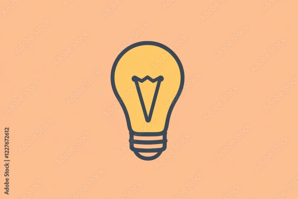Poster bright yellow light bulb against a soft pastel background illuminating creativity and innovation in 