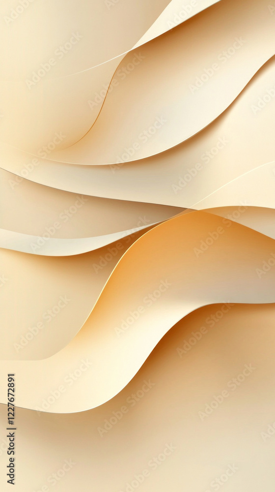 Poster Delicate curves and folds in smooth surface create a captivating interplay of light and shadow. The soft golden gradient enhances the feeling of warmth and comfort. Perfect for creative expressions