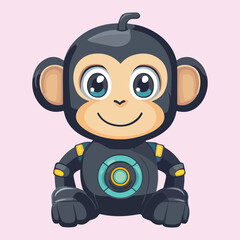 Obraz premium Monkey Robot vector illustration 