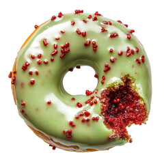 Isolated Bitten Green Glazed Donut