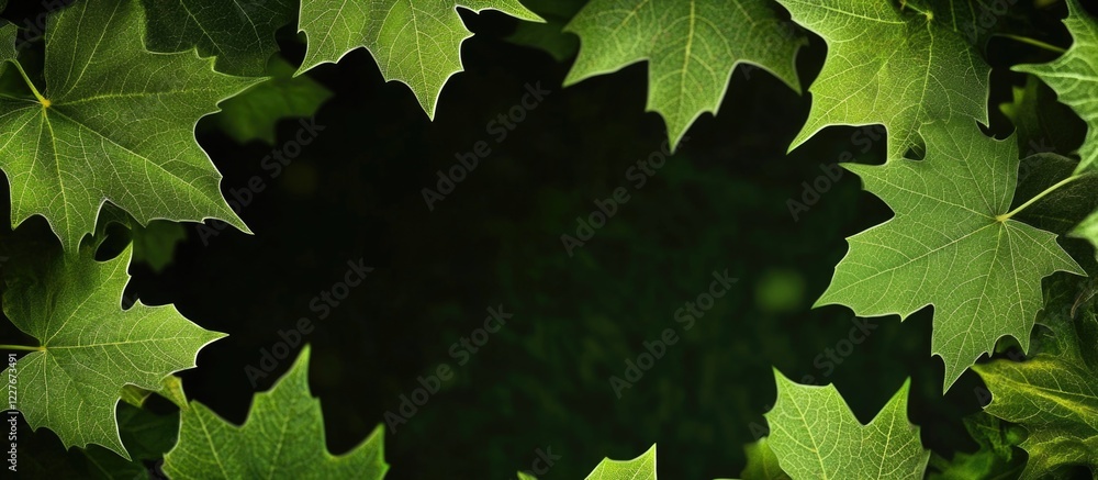 Poster green maple leaves on transparent background showcasing branches perfect for seasonal themes with sp