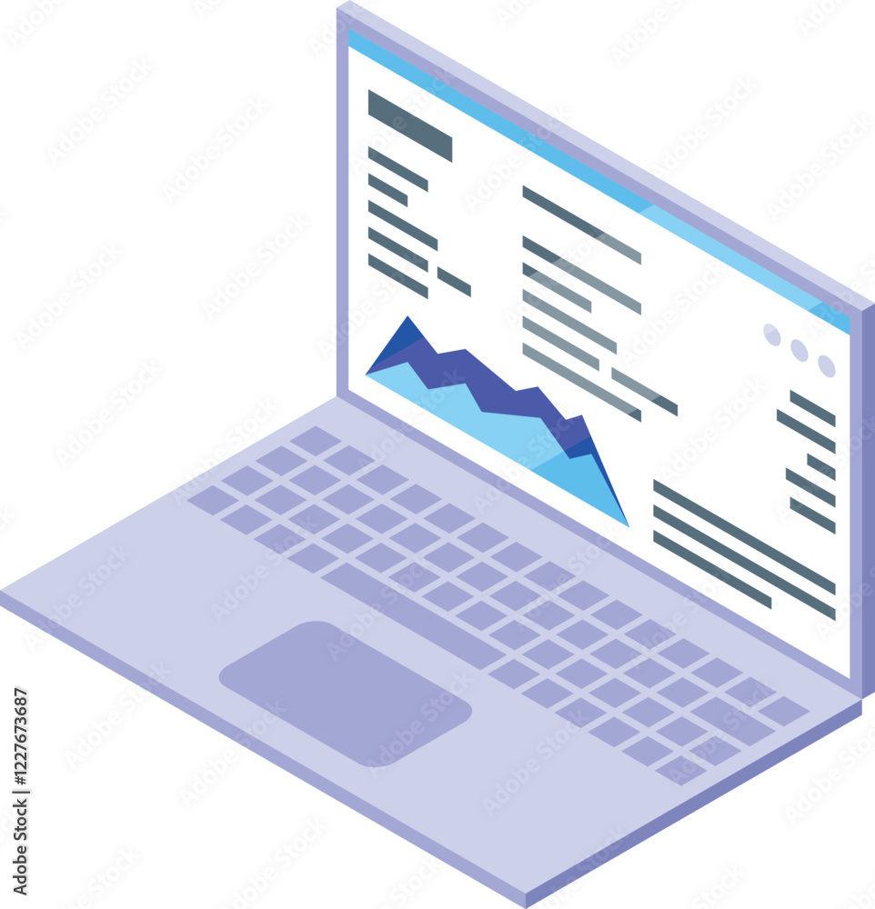 Poster open laptop displaying data analysis charts and statistics, symbolizing business strategy and perfor