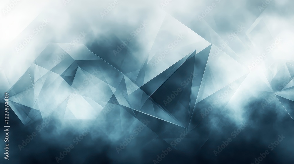 Aufkleber abstract image of geometric shapes in shades of gray and white, resembling a misty mountain range. t