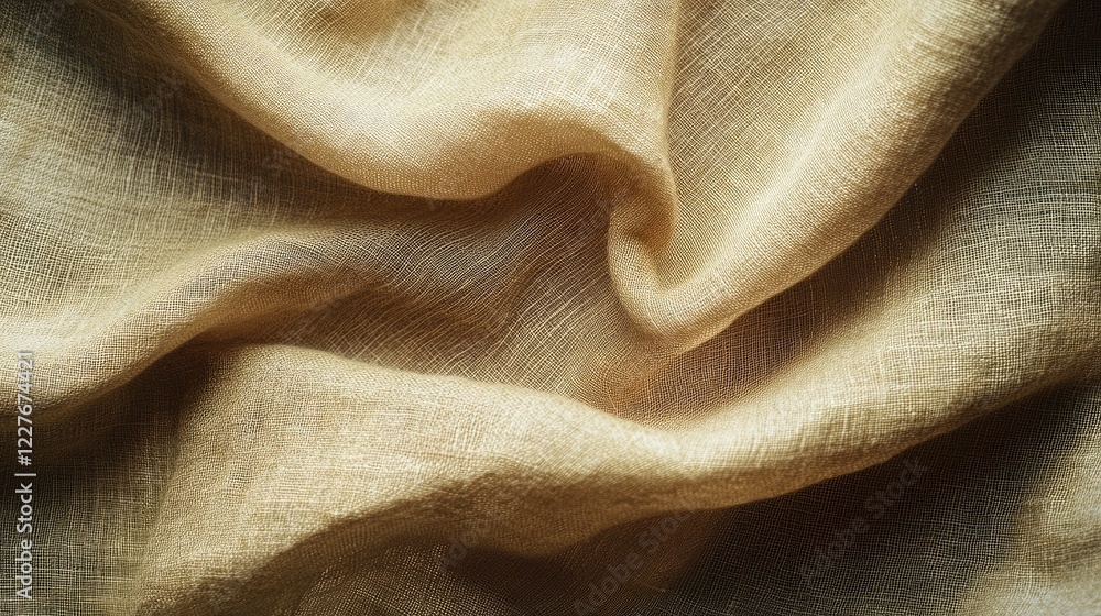 Poster linen cotton fabric texture close-up showing soft natural cream tones and delicate weave for backgro