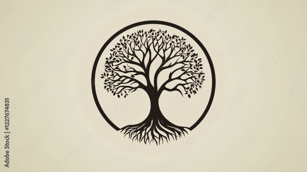 Fototapete symbolic tree of life with intricate roots and branches representing growth and interconnectedness. 