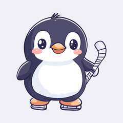Cute penguin with hoki vector illustration 