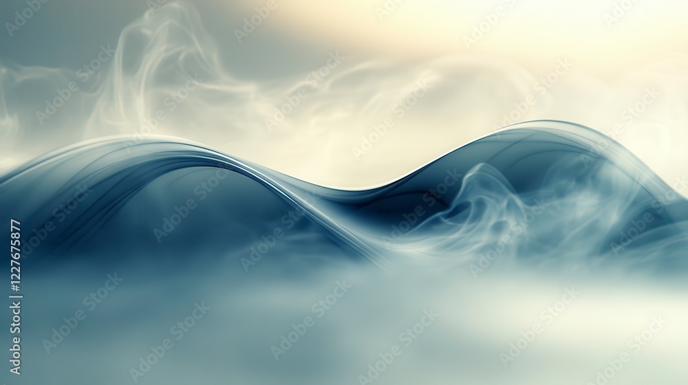 Aufkleber abstract grayscale image featuring a wave like form emerging from a smoky, hazy background. soft lig