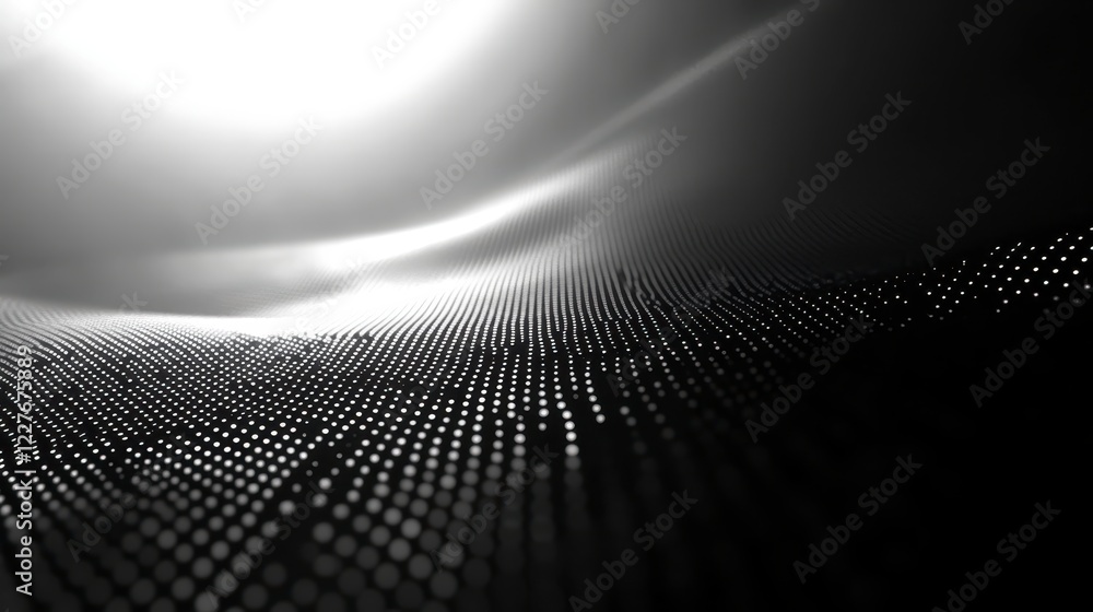 Poster abstract grayscale background with a textured surface of tiny dots creating a wave like pattern. a b