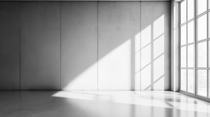 Minimalist living room with large contemporary window and empty walls ideal for design and decor concepts in modern interiors