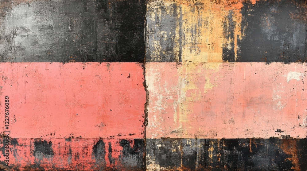 Poster abstract grunge background with textured blocks in black, dark red, and beige. the image shows a dis
