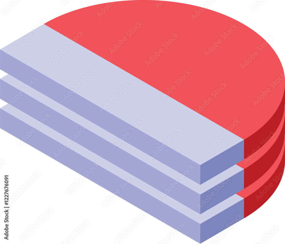 Poster stack of semicircle magnets creating a magnetic field lines isometric icon represents the forces of 