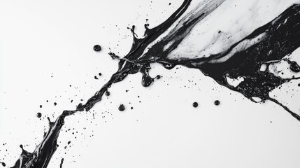 Obraz premium Minimalist black and white marble splash on clean white background for modern design and artistic concepts