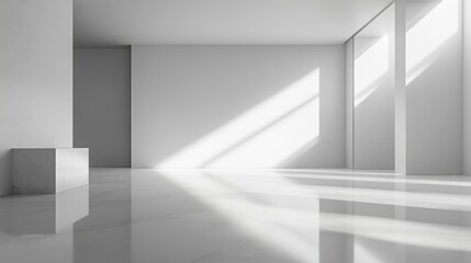 Spacious Minimalist Office Interior with Natural Light and Sleek Modern Design Ideal for Corporate Workspaces and Creative Environments