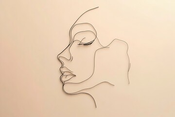 Poster encadré Minimalistic one line drawing of a woman face.