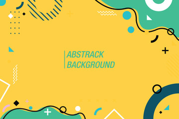 Modern abstract background with memphis elements in yellow and retro themed posters banners and web
