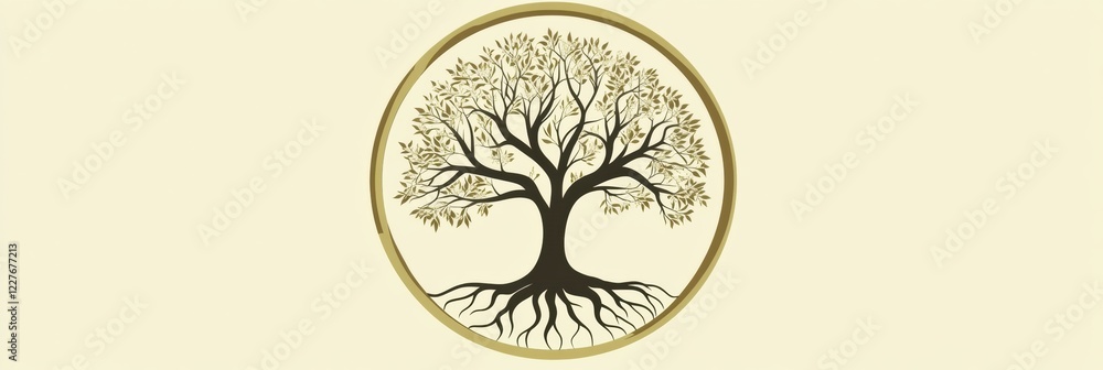 Leinwandbilder tree of life illustration showcasing detailed branches and roots with a circular design for nature l