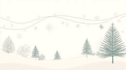 Fototapeta premium Winter landscape with snow, trees, and subtle lines.