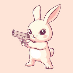 A rabbit with a gun vector illustration