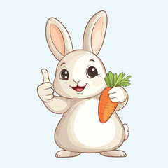 Cute Rabbit Holding Carrot vector illustration 