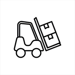 Forklift Line Icons Design Elements Illustration