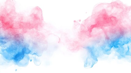 Fototapeta premium Abstract watercolor painting in pink, red, and blue hues. Soft, blended colors create a dreamy atmosphere. The colors transition smoothly, forming a