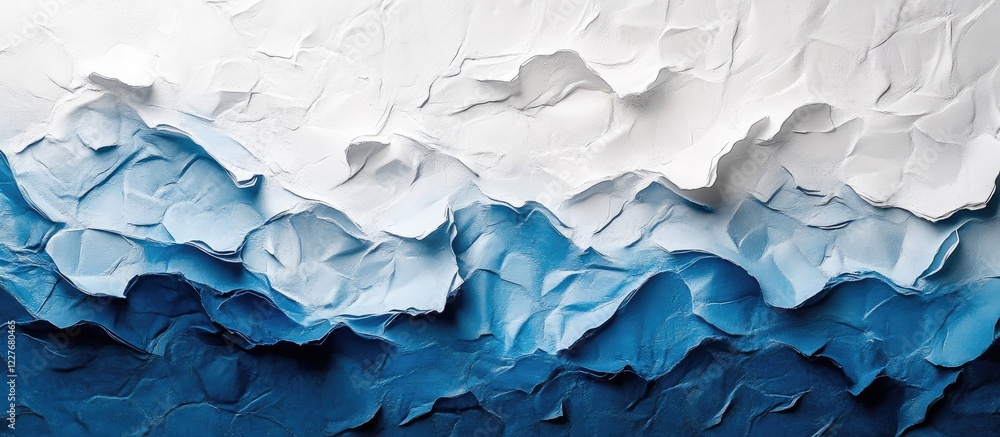 Aufkleber abstract textured background in white and blue hues with crumpled layers ideal for futuristic design