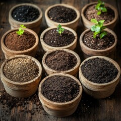 Organic Soil Fertilizers and Seedlings in Natural Pots for Sustainable Gardening and Agriculture Production